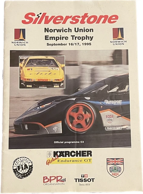 Race Programme Silverstone 17 settembre 1995 Global Endurance GT Sport Cars A4