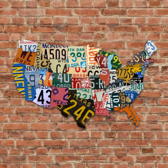 Plasma Cut Aluminum USA License Plate Map (35" x 24"), License Plate Sign 2