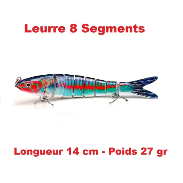 Leurre de pêche articulé - Poisson - Brochet 8 segments 13 cm 20 g