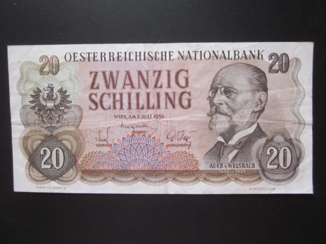 1956 Austria 20 Shillings Banknote Collectible world paper money