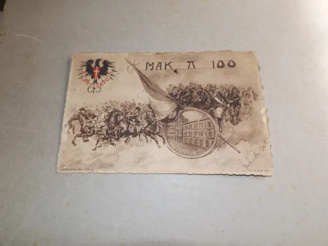 cartolina reggimentale - MAC Pi greco 100, Scuola Militare 1905 viaggiata