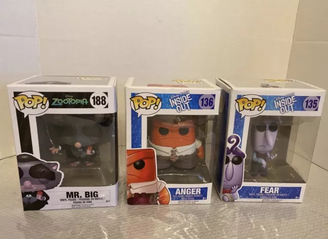 Anger Funko Pop #136 Disney Pixar Inside Out Fear 135 188 Zootopia Lot