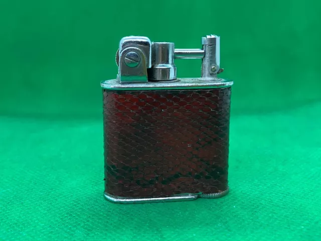 Accendino Lancel da tasca pelle rossa lucertola Briquet Lighter Feuerzeug