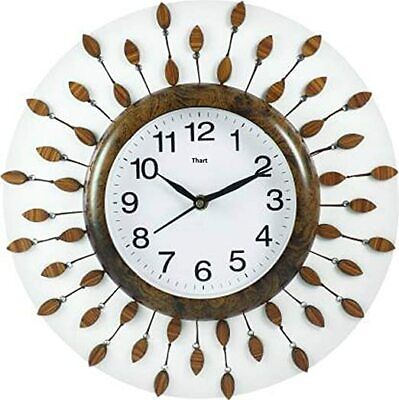 Wood Peacock Wall Clocks Designer Handmade Export Quality(White Clock Brown 122)