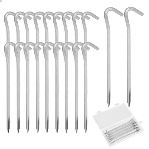 20 Piquets De Tente En Aluminium Avec Cordes - 18 Cm, Sac De Rangement - Parfait Pour Camping, Randonnée, Plage