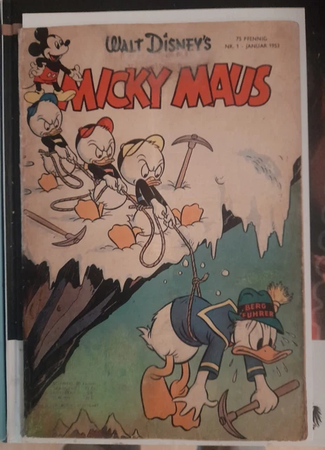 Original Micky Maus Seltenes Heft Nr 1 Von 1953 aus Nachlass Dachboden Fund!