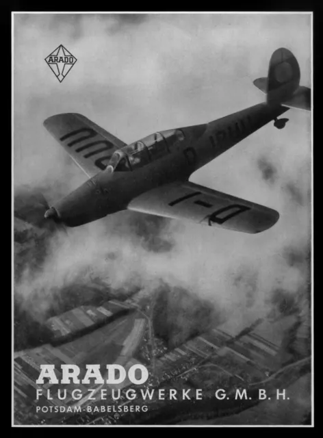 Alte grosse Werbung Reklame 1939 ARADO  (2)  Flugzeugwerke Babelsberg Berlin