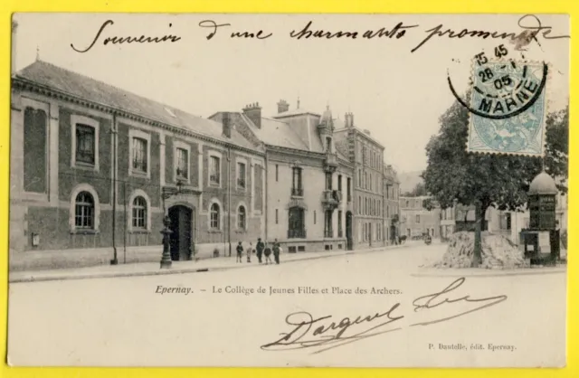 CPA France EPERNAY in 1905 (Marne) The COLLEGE of YOUNG GIRLS Place des ARCHERS