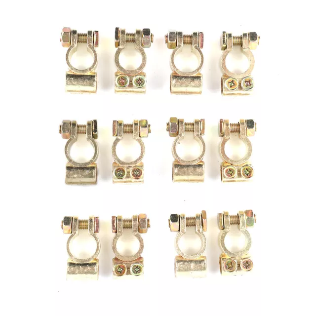 12× Positive & Negative COPPER BATTERY TERMINAL CONNECTORS Round Post Clamp Car