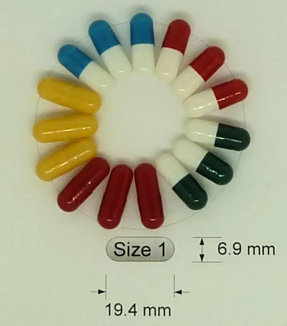 Simply Capsules - Empty Gelatine Coloured Size 1
