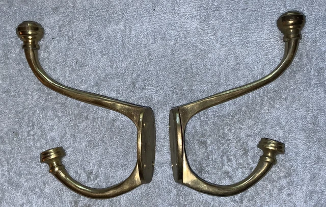 2  X Large Antique Style Solid Brass Double Coat/Hat Hook Rack