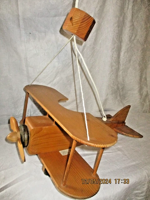 Avion Suspendu Déco TWA – Maquette Bois Envergure 33 Cm, Vintage, NC88825