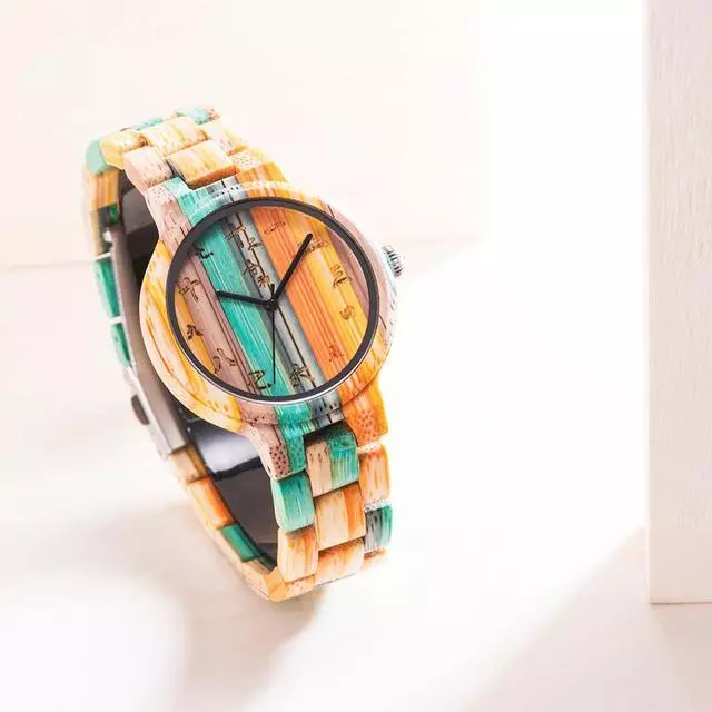 Wooden Quartz Watch Fashion Wristwatch Gift Vintage Colourfull Watch Stylish