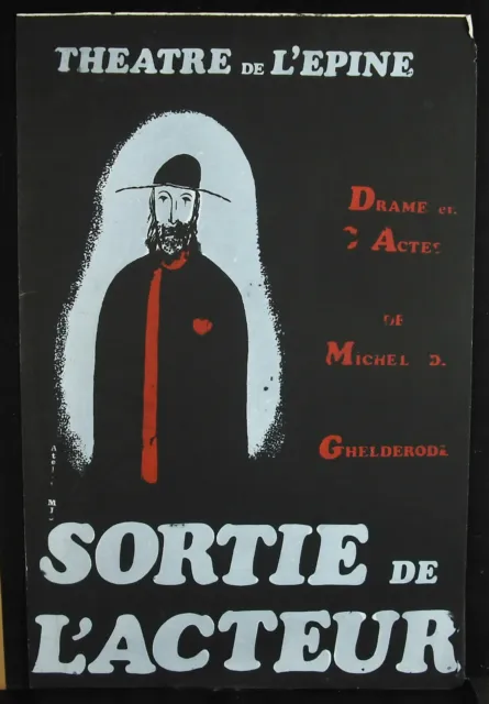 Manifesto Originale Théatre Da L'Sortie Da L'Attore Michel Opere c1955