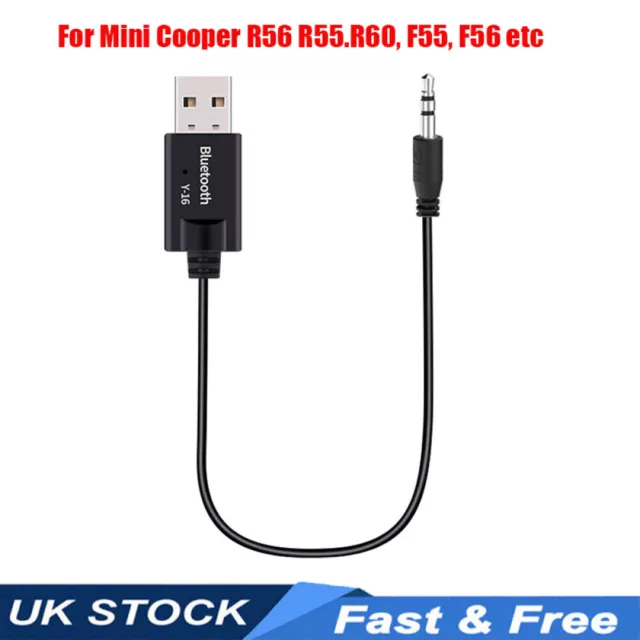 USB Bluetooth to AUX Audio Cable Adapter for Mini Cooper Gen 2 3 R56 R55 F56 F55