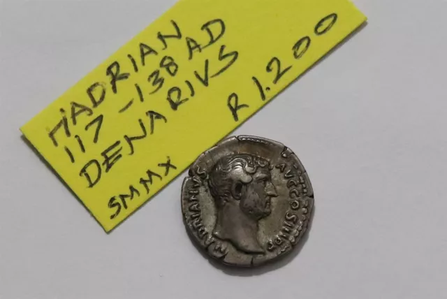 🧭 🇮🇹 Ancient Roman Hadrian Denarius Serpent Rising Ric 267 Sharp Details B70