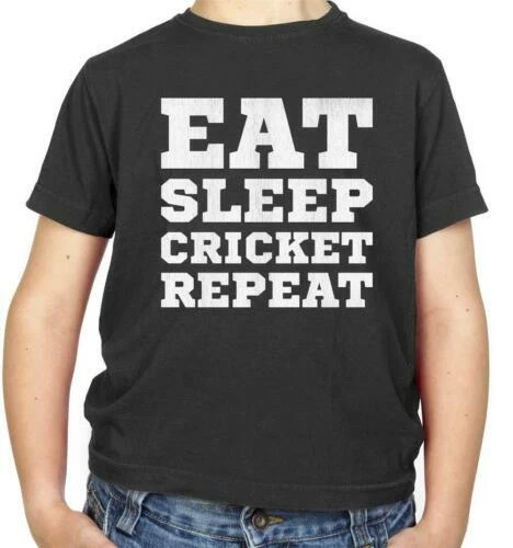 Eat Sleep Cricket Ripetere T-Shirt - Player - Giocatore - Ashes - Sportivi