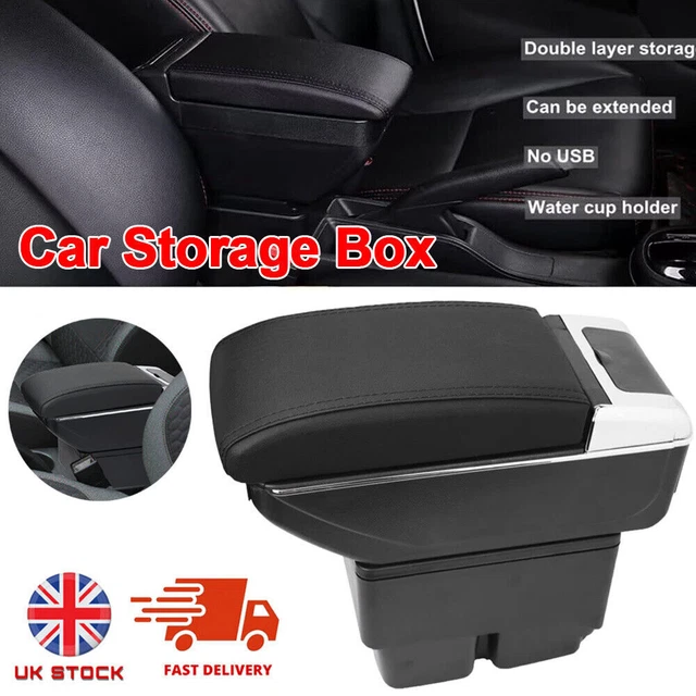Car Central Storage Box Organizer Dual Layer Armrest For Ford Fiesta 2011- 2017