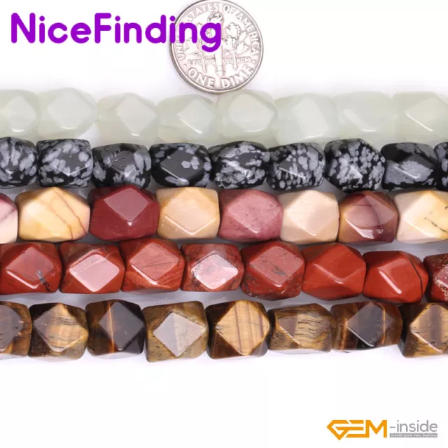 9x11mm Faceted Gemstone Loose Beads For Jewelry Making Strand 15" Assorted Stone