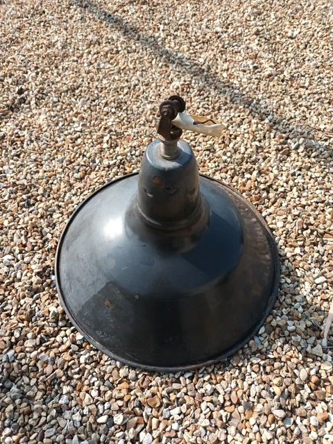 Abat-jour Suspension Industriel En Tôle émaillée Blanc - Pour Ampoule E27 - Neuf Vintage