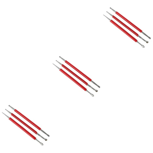 3x 3 en 1 Acero Inoxidable Cera Tallador Cera Herramienta Detalle Arcilla Herramienta