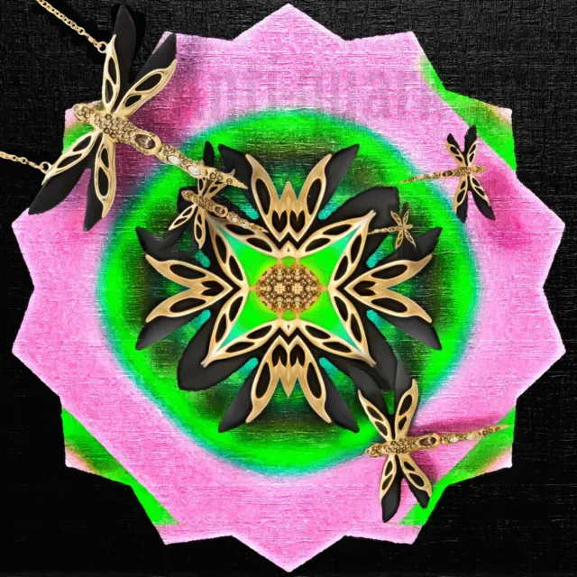 Alexis Bittar Neo Bohemian Black Lucite Dragonfly Pendant Necklace