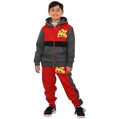 Kids Unisex Contrast Panel Tracksuit Charcoal & Red A2Z NY Deluxe Activewear Set