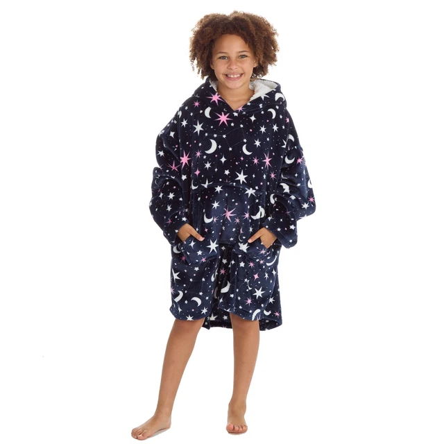 Bambini Felpa Oversize Felpa con Cappuccio da Infilare Luna & Stars Taglia Unica