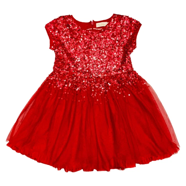 G12-Boden, 4/5Y, s/s poly sequin formal dress (Red Sequin/Tulle)