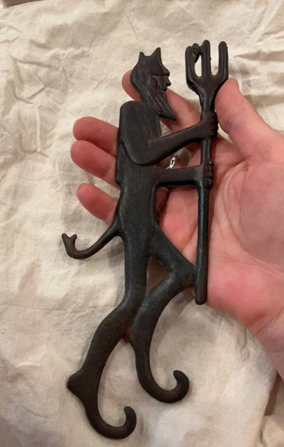 Antique Devil Signed Cast Iron Oddity Diablo Art Rare Jw Collectible