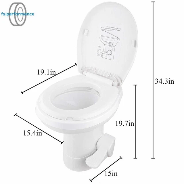 20 Gravity Flush Toilet RV Camper Foot Pedal Home Caravan Travel Camping USA - Foto 4