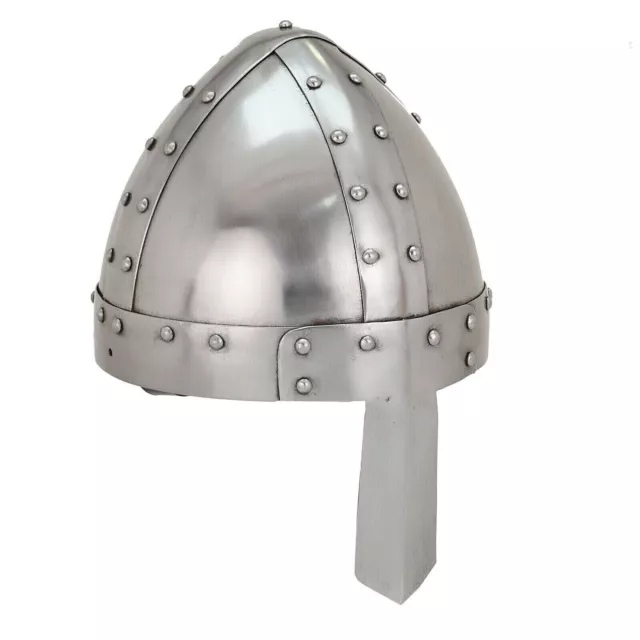 Cavaliere vichingo medievale Norman 18G Brillante armatura d'acciaio Casco...