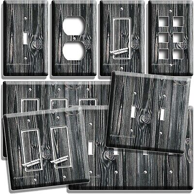 Charcoal Black Rustic Wood Style Light Switch Outlet Wall Plate Country Hd Decor