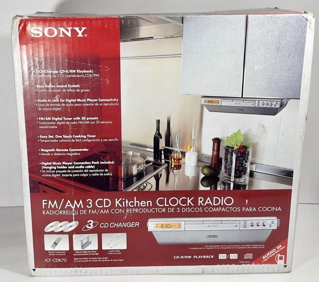 SONY ICFCDK70 3 CD Changer FM AM Under Counter Clock Radio Open Box