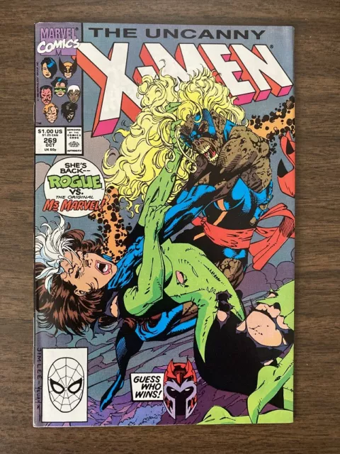 Uncanny X-Men #269 Rogue v Ms Marvel Jim Lee Chris Claremont 1990 Marvel Comics