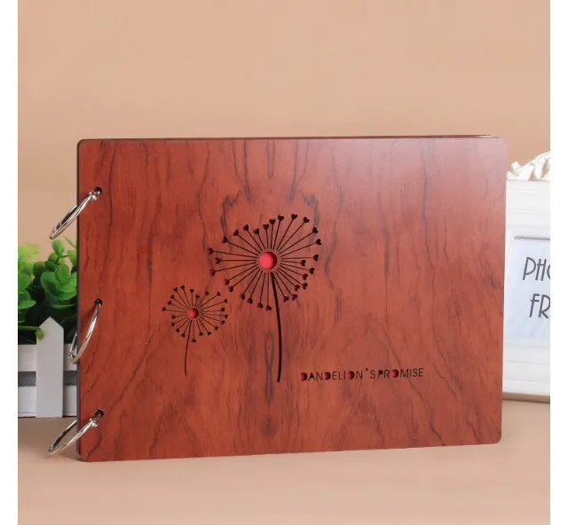 DANDELION DIY 30Pgs 27.3 x 19.8cm Wood Cover 3 Rings Photo Album Scrapbook