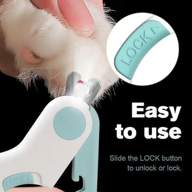 Molinillo de luz LED para mascotas perro gato garras cortador dedos de aseo y recortador de uñas