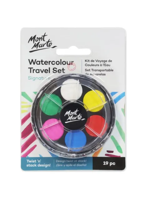 Watercolour Travel set 18 Colours Water Colour Paint Painting 3 Tier Compact