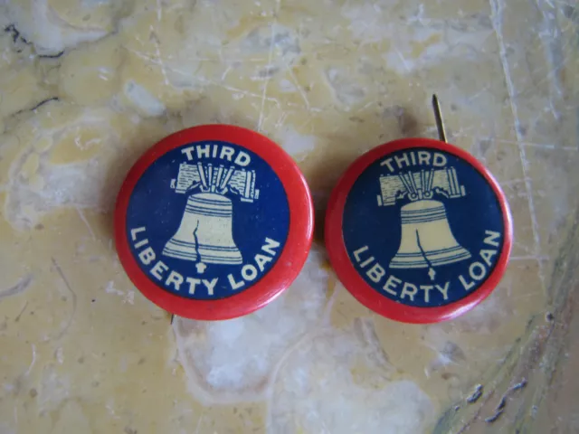 Vintage Pair of Third Liberty Loan Pinback Button Pins