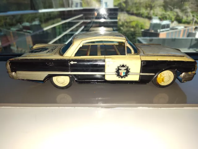 Vintage Highway Patrol Car Tin Friction Police Toy Car Made In Japan