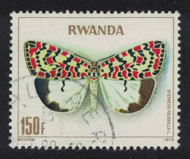 Rwanda Butterfly ""Utetheisa pulchella"" 150f VALORE CHIAVE 1979 Canc SG#918