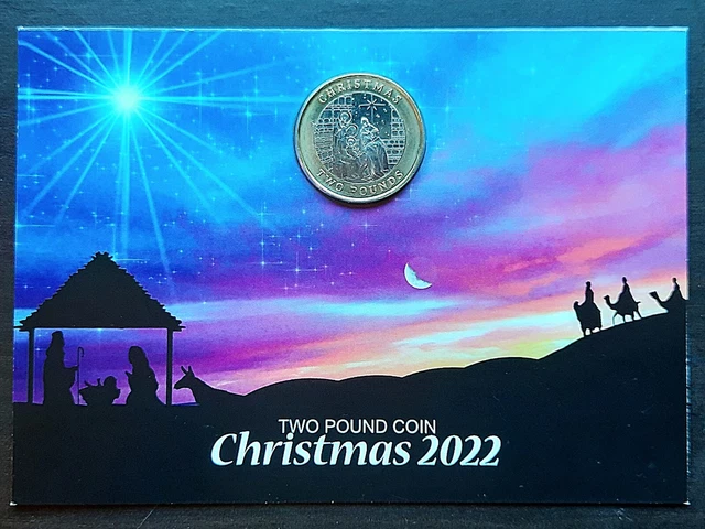2022 Gibraltar Christmas Two Pound £2 coin from Gib Nat Mint in artwork card