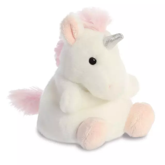 Aurora, 33482, Palm Pals Sassy Unicorn, 5In, Soft Toy, White & Pink