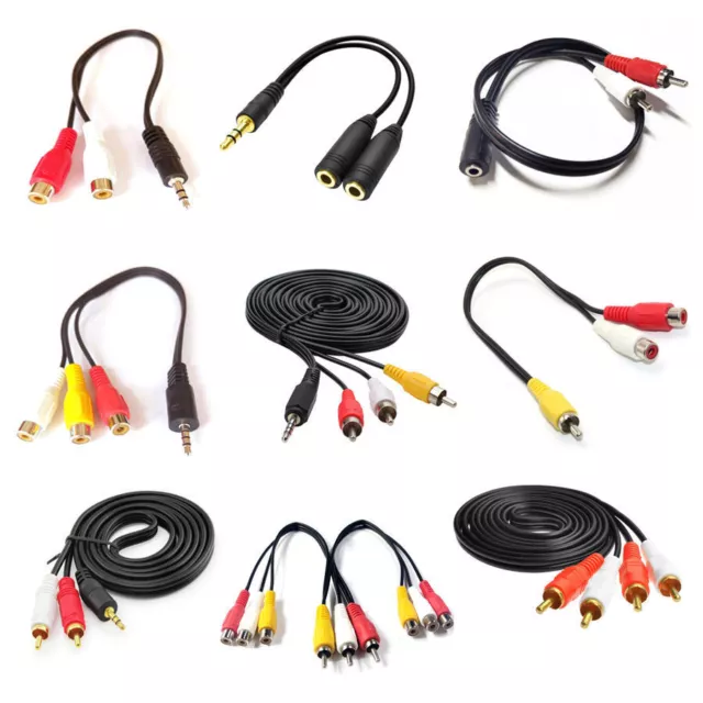 3.5mm Aux Stereo Male Female Plug to 2 RCA Jack Aux Cord Audio Y Cable Adapter