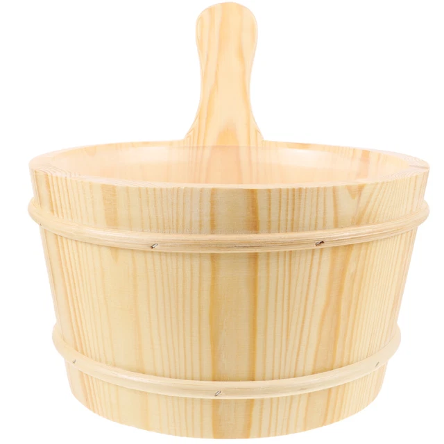 Set Sauna Secchio E Mestolo In Legno Di Pino - 6 Litri, Con Fodera In Plastica, Accessorio Per Sauna E Spa - Foto 7