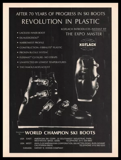 1968 Koflach Expo Master World Champion Snow Ski Boots Vintage Print Ad
