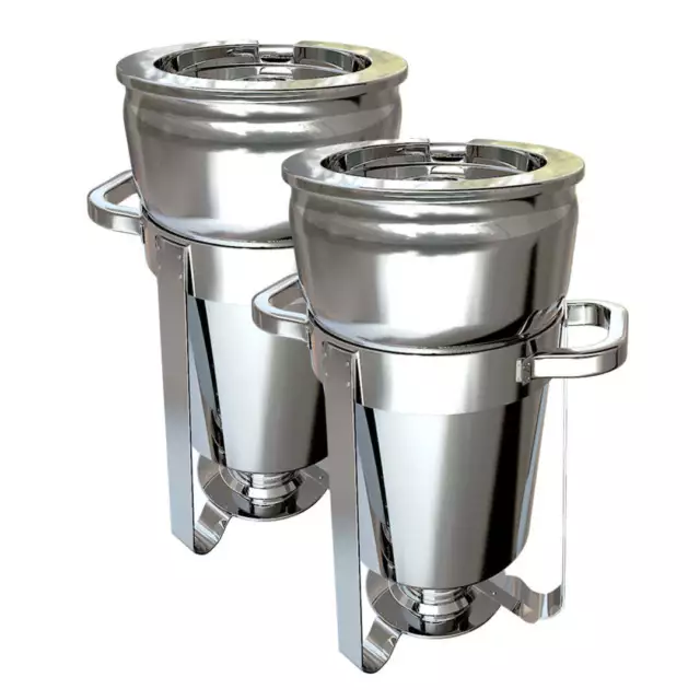 SOGA 2X 7L Round Stainless Steel Soup Warmer Marmite Chafer Full Size Catering C