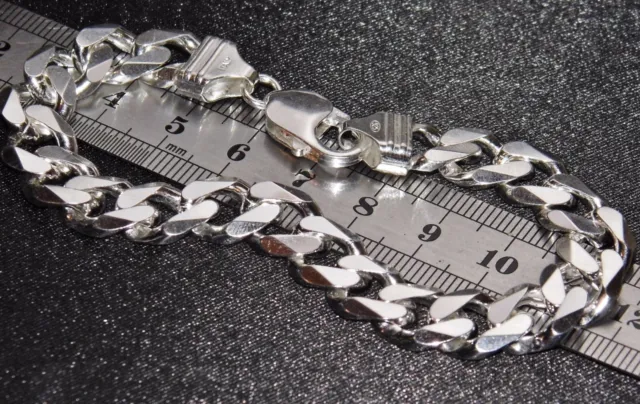 Solid Sterling Silver 8.5 Inch Men's Chunky Curb Bracelet - Heavy