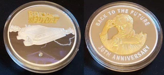 ZURÜCK IN DIE ZUKUNFT Silber Goldmünze Zeit Reise Maschine Farbe Auto Edelstein USA Retro 2