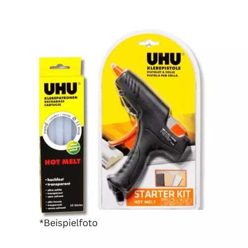 UHU Heißklebepistole Starter-Kit/ 11mm Heißklebesticks transparent Bastelkleber